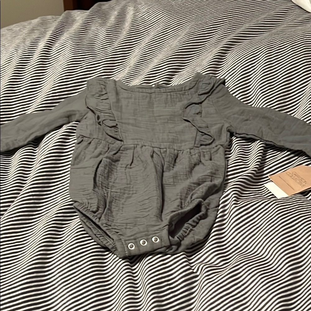 Hunter Green Ruffled Baby Romper New